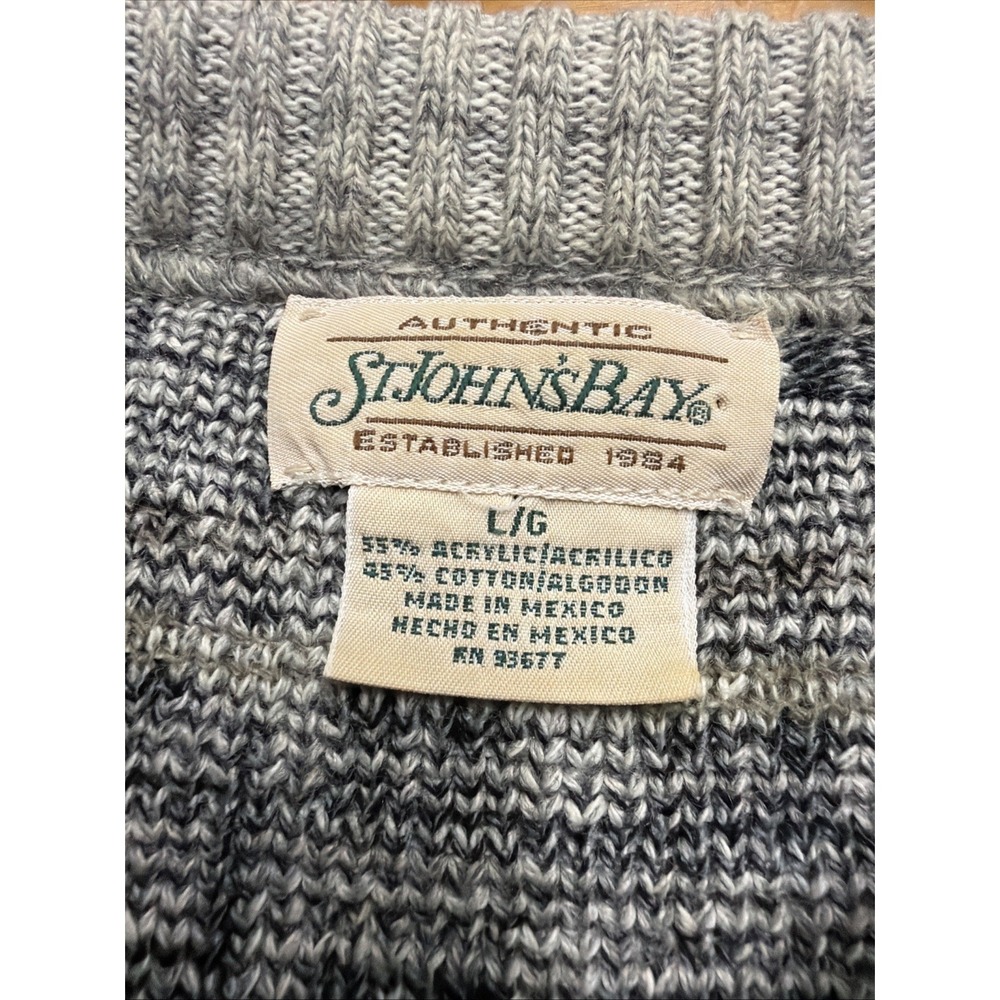 Vintage St Johns Bay Crewneck Knit Pullover Sweater Grandpa 90s Cotton Large - Picture 2 of 10